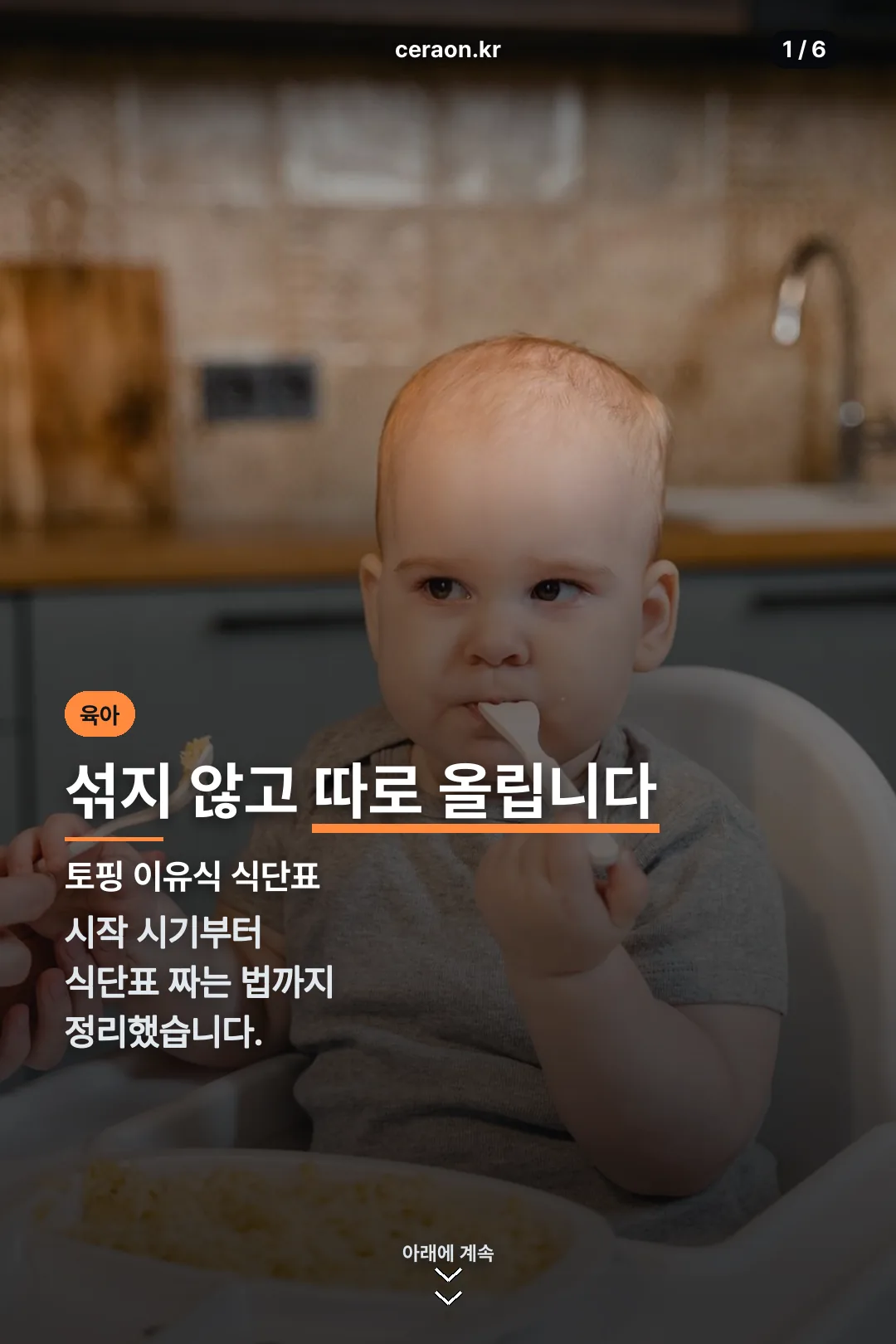 토핑 이유식 식단표 표지