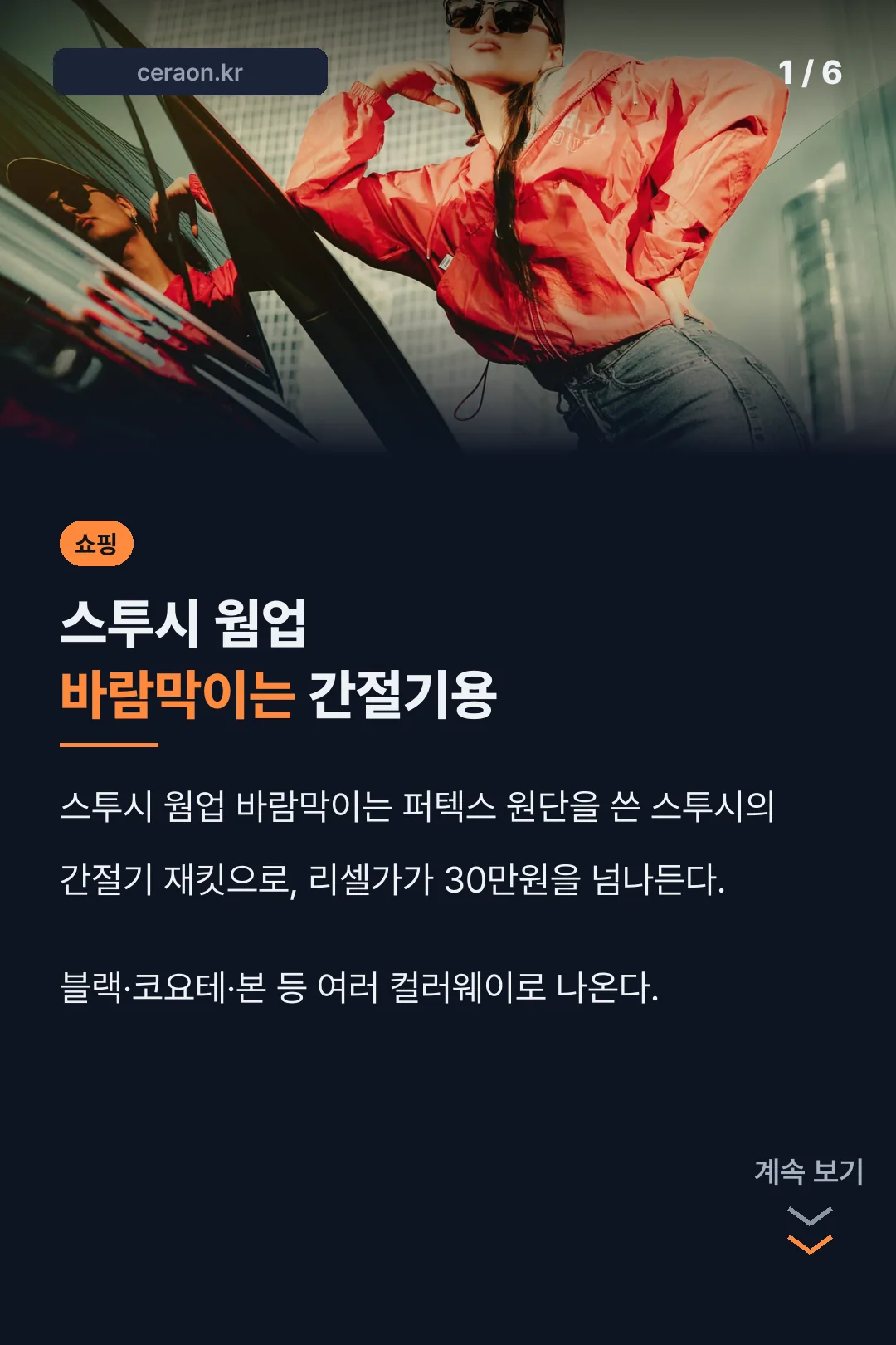 스투시 웜업 바람막이 소개